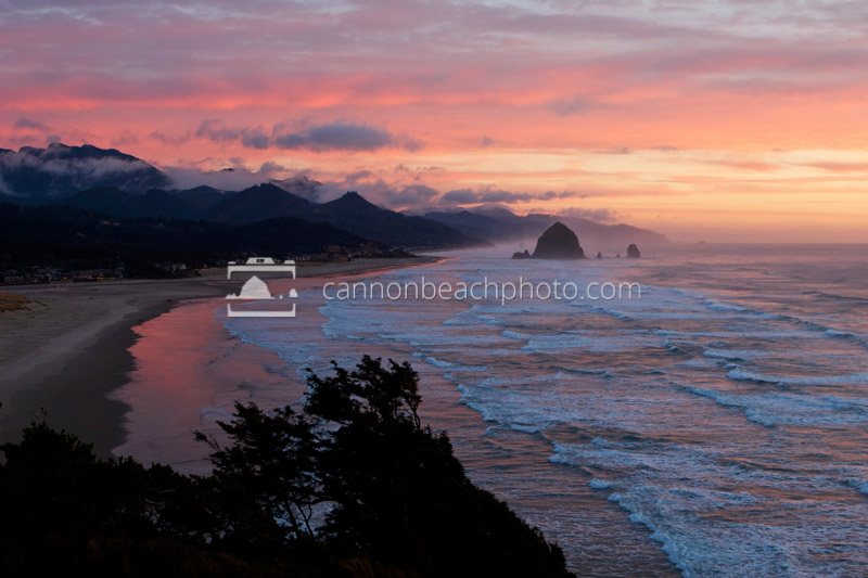 Sunset Over Cannon Beach and the Pacific Ocean