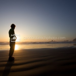 Silhouetted Woman on the Beach