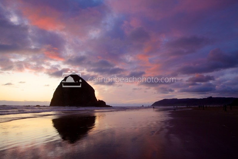 Haystack Rock with Sunset Sky
