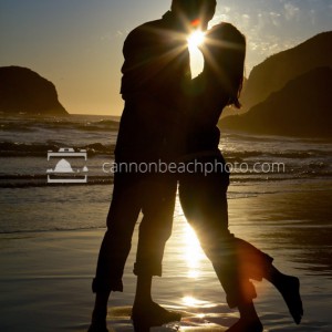 Romantic Couple Kissing at Sunset