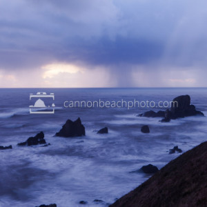 Sea Lion Rocks in Rain Storm