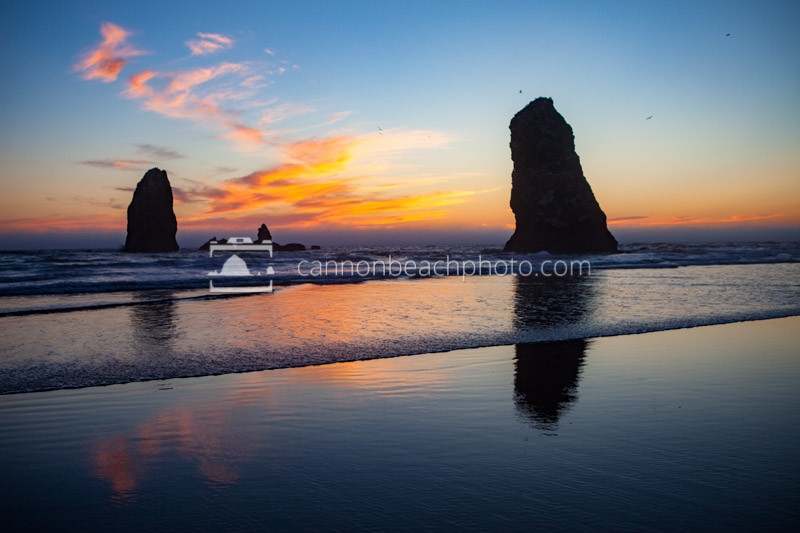 Two Needles at Sunset, Oregon Coast Low Tide