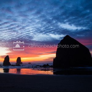 Haystack Rock with a Vibrant Oregon Coast Sunset