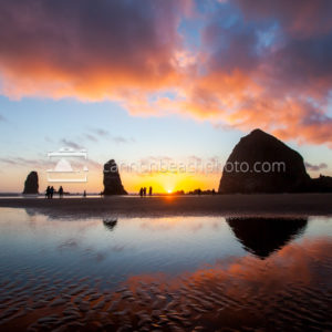 Epic Red Sunset, Cannon Beach, Oregon