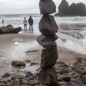 Rock Stack at Arcadia Beach with People