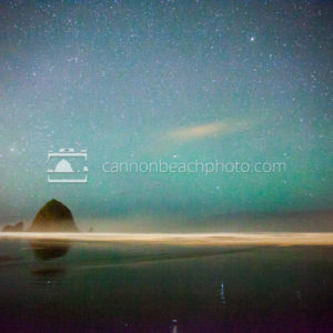 Haystack Rock and Starry Blue Sky