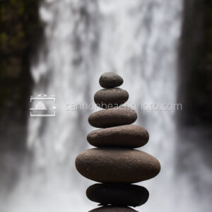 Balanced Stone Stack with Abiqua Falls