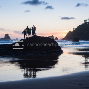 Family Watching Sunset, Ecola State Park