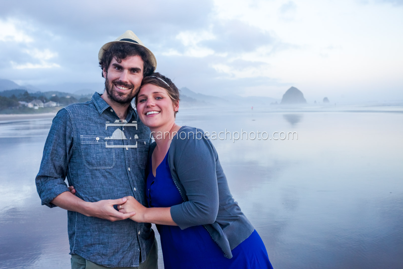 Couple Smiling in Cannon Beach 2