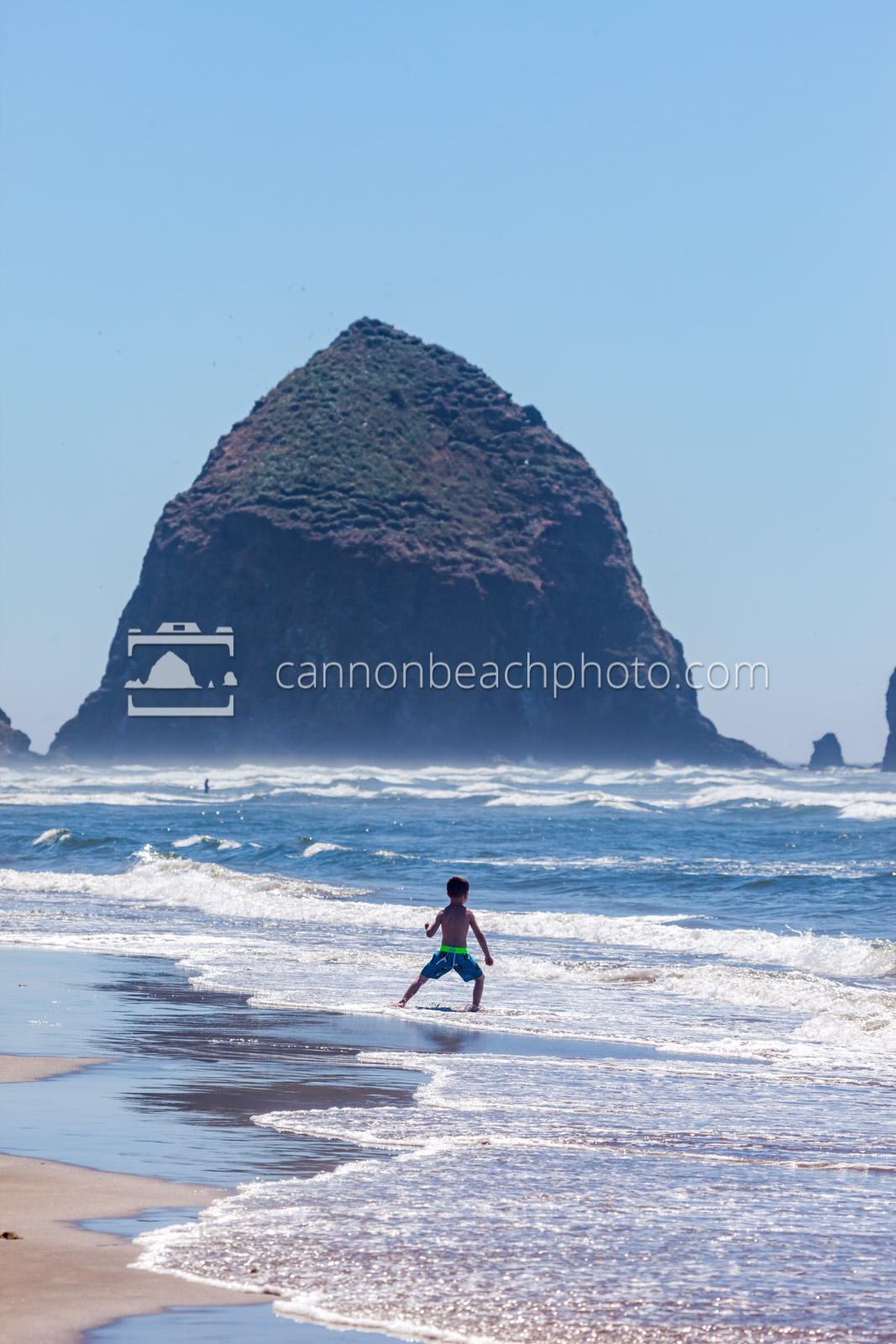 Children Playing on the Shoreline with Haystack Rock 4