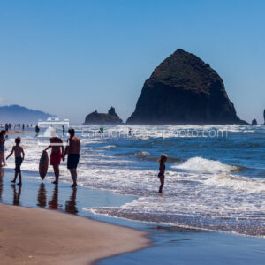 Children Playing on the Shoreline with Haystack Rock 5